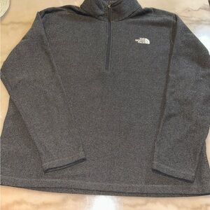 The North Face Grey Textured Fleece 1/4 Zip Pullover Jacket Mens XXL